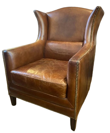 Kennedy Wingback Aged Leather Armchair - Vintage Cigar