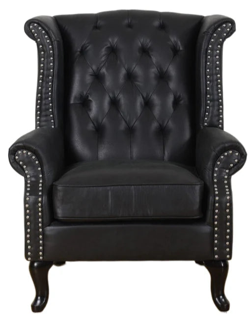 Clinton Large Wingback Chair - Black