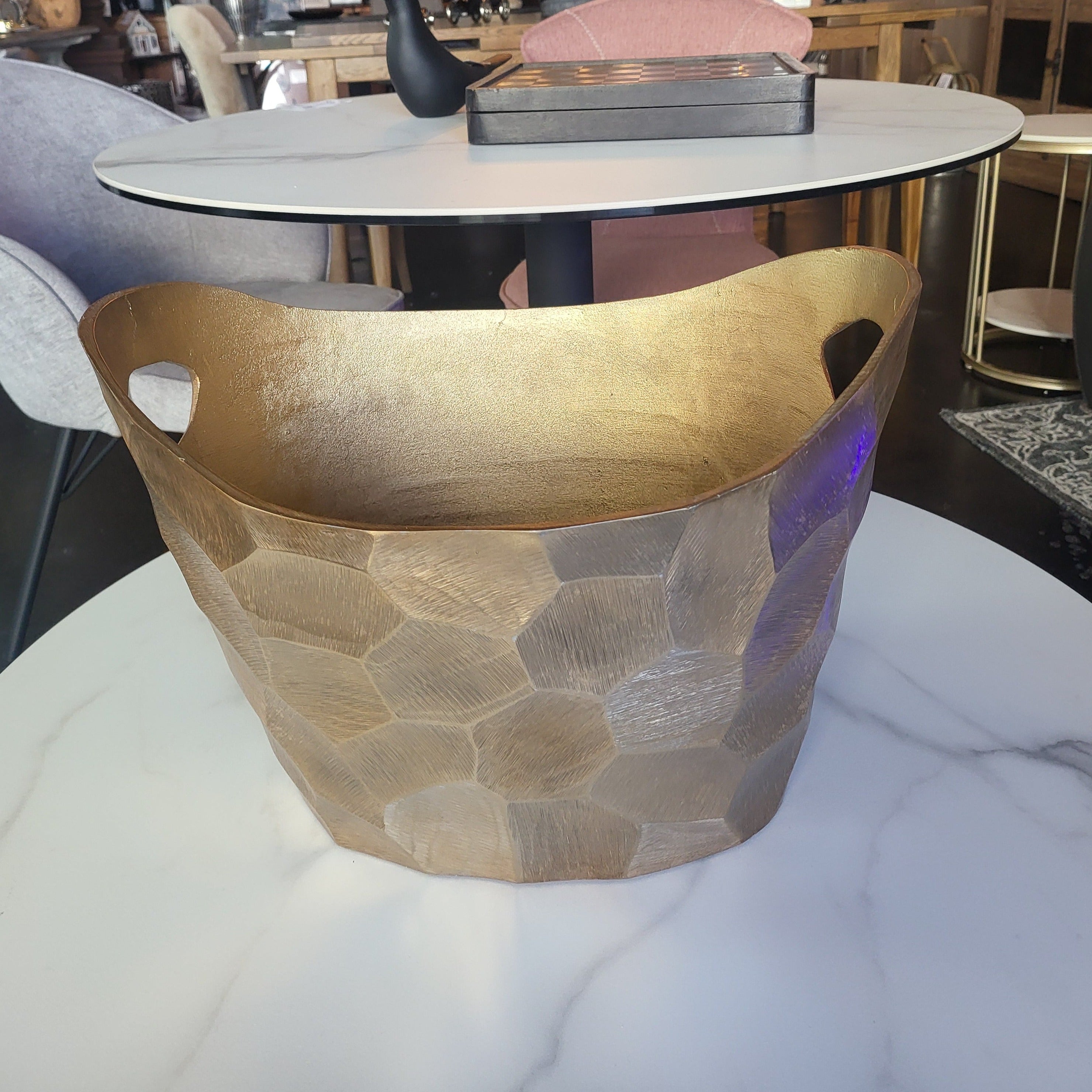 Aluminium Chisel Oval Champagne Bucket - Gold