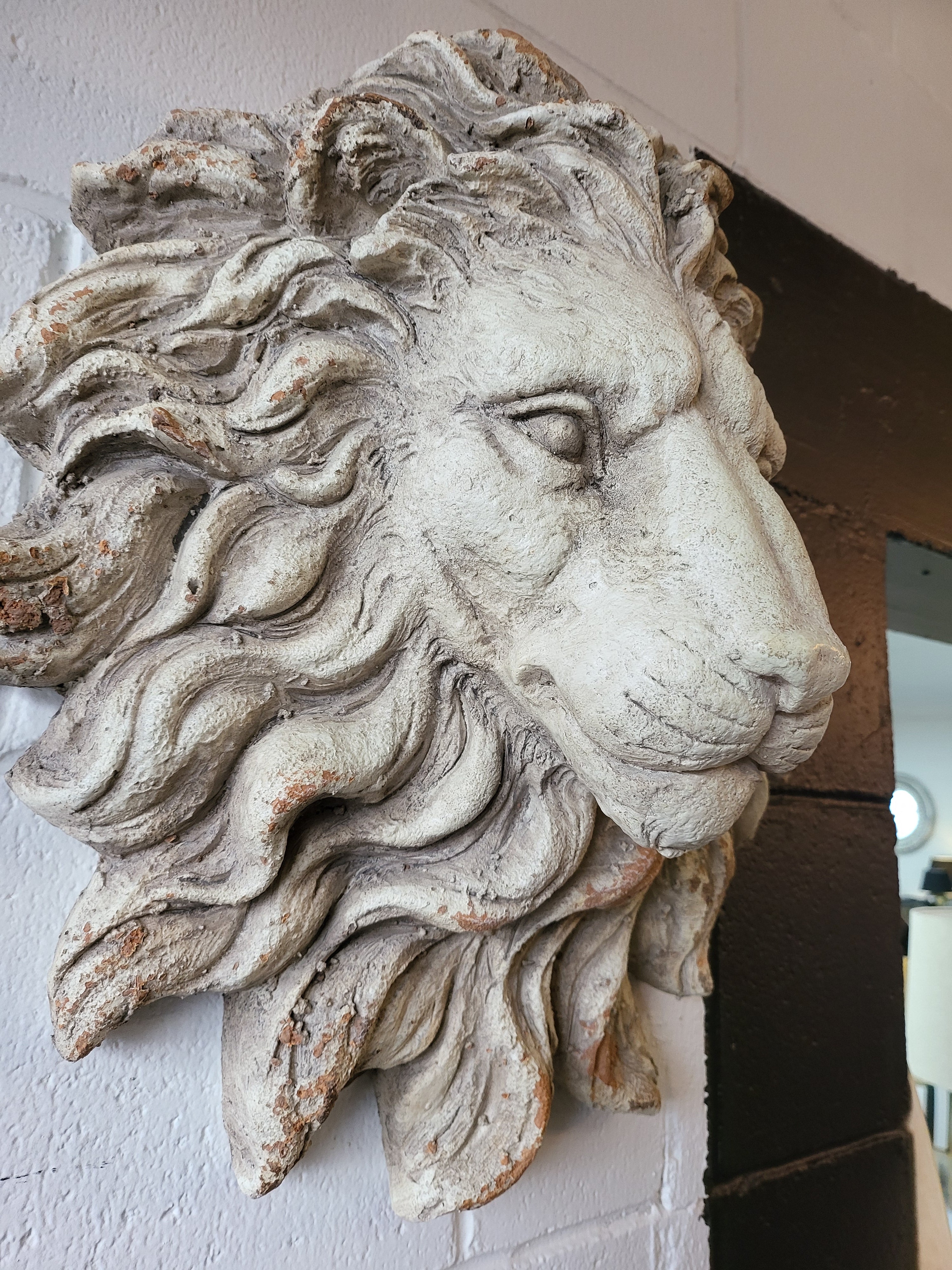 Vintage Hanging Lion Head - Antique Marble