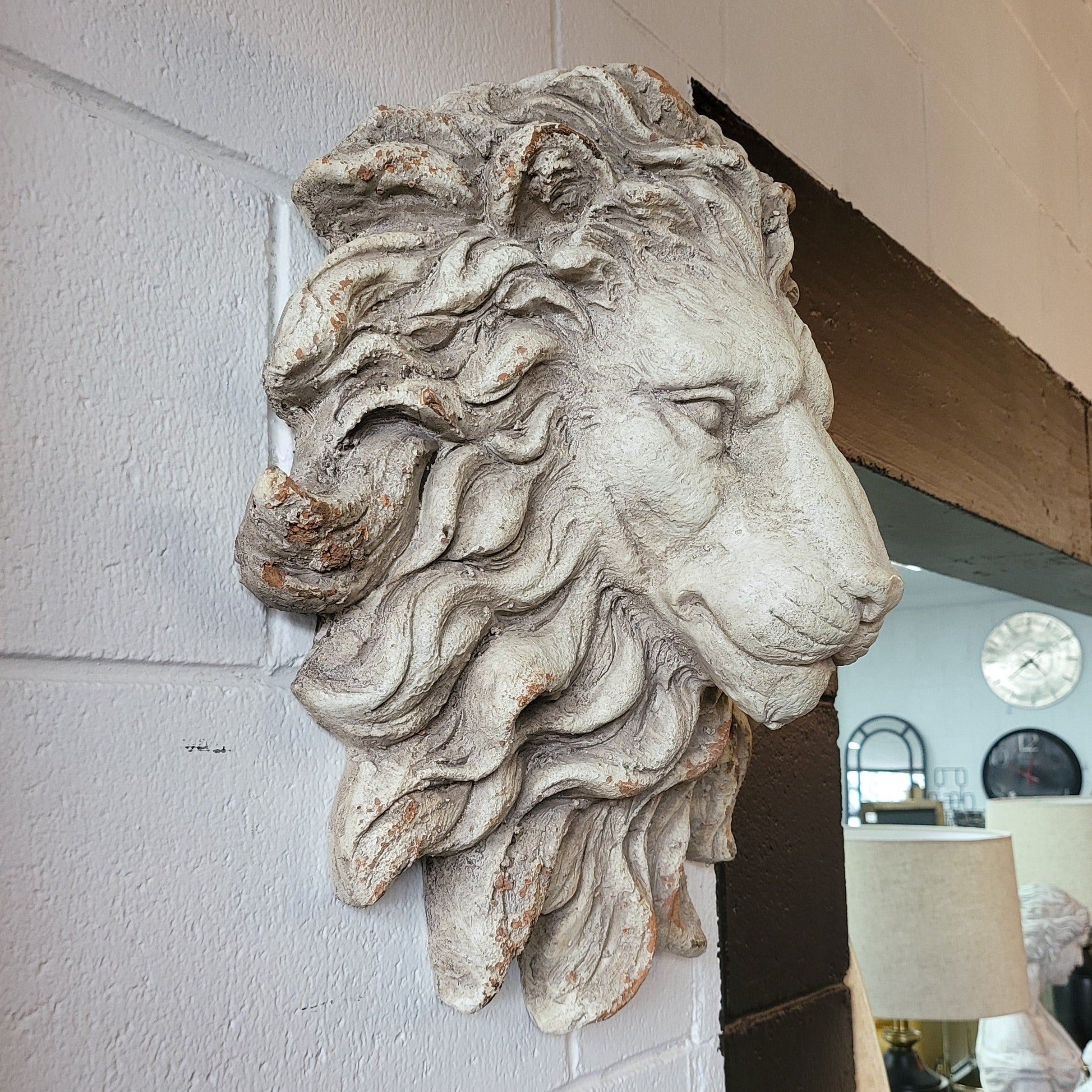 Vintage Hanging Lion Head - Antique Marble