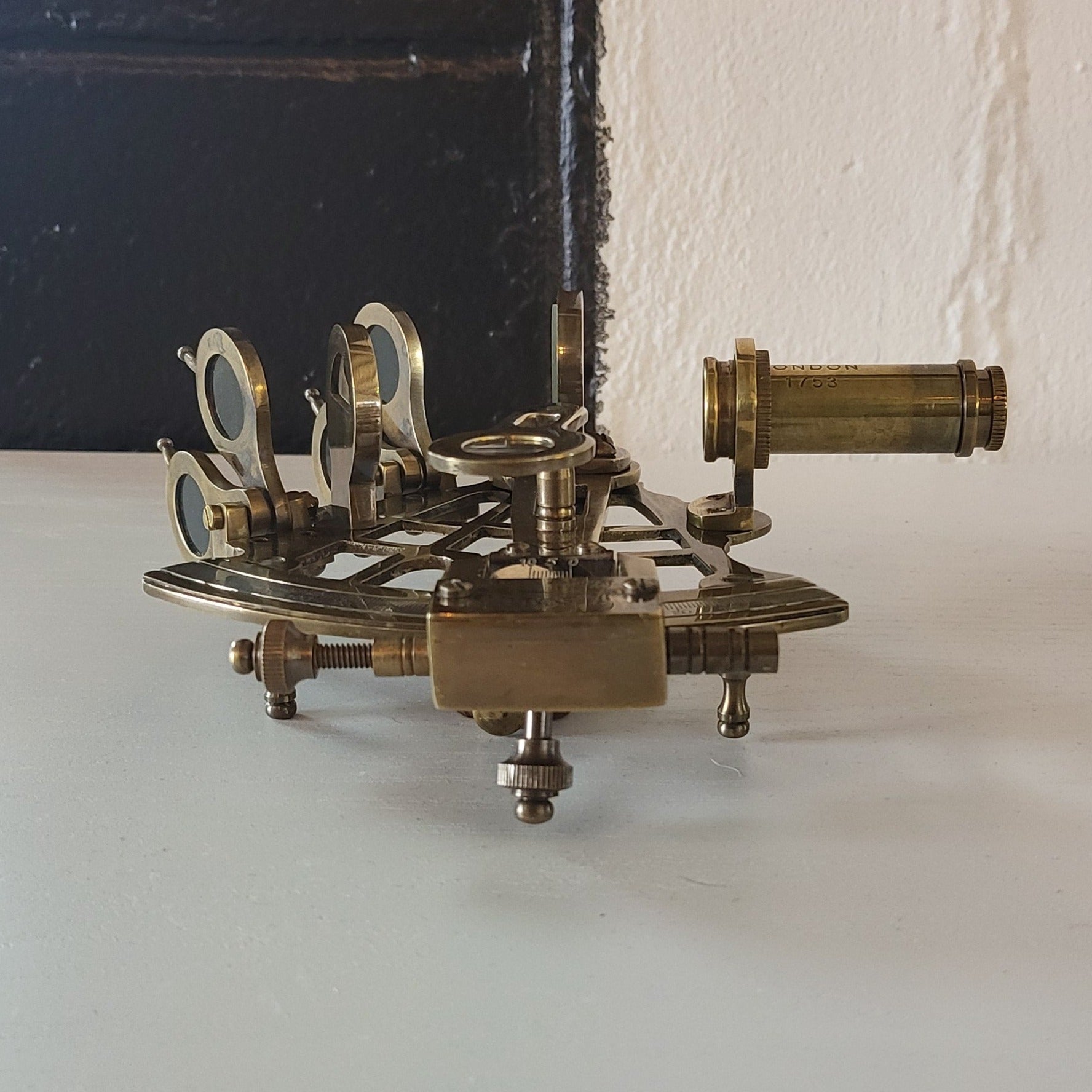 Nautical Solid Brass Sextant With Wooden Box