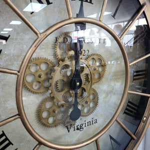 Distressed Copper Wall Clock with Gears