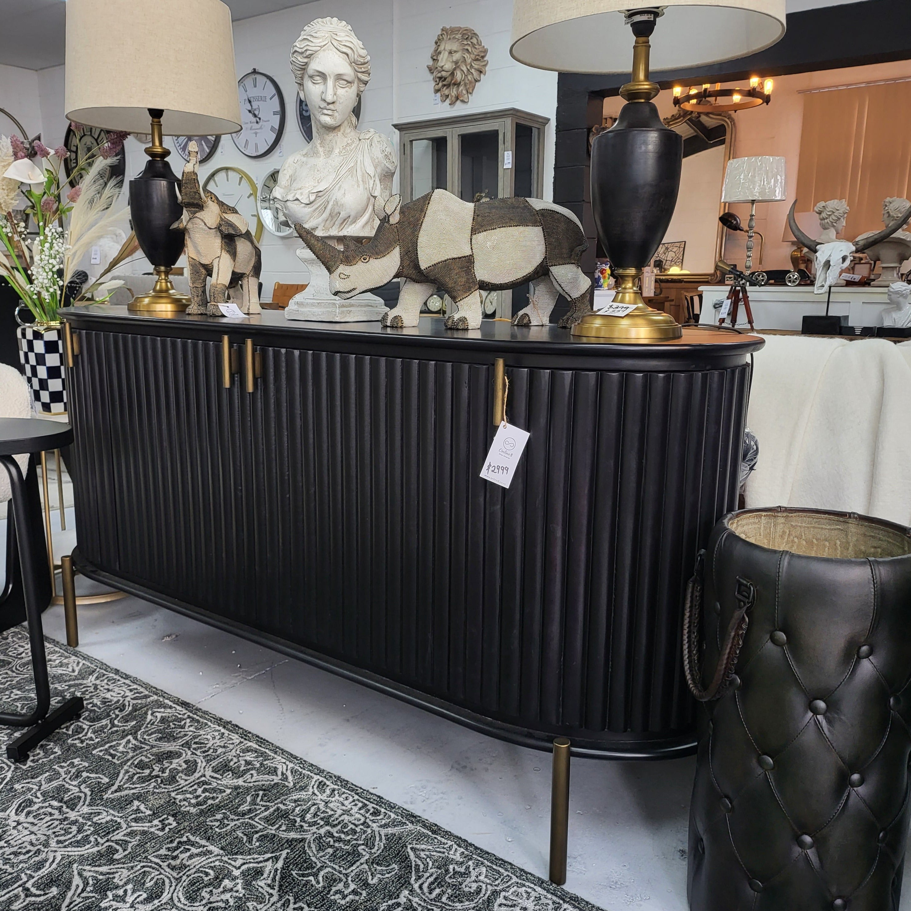 Regency Curved  Buffet Table Black