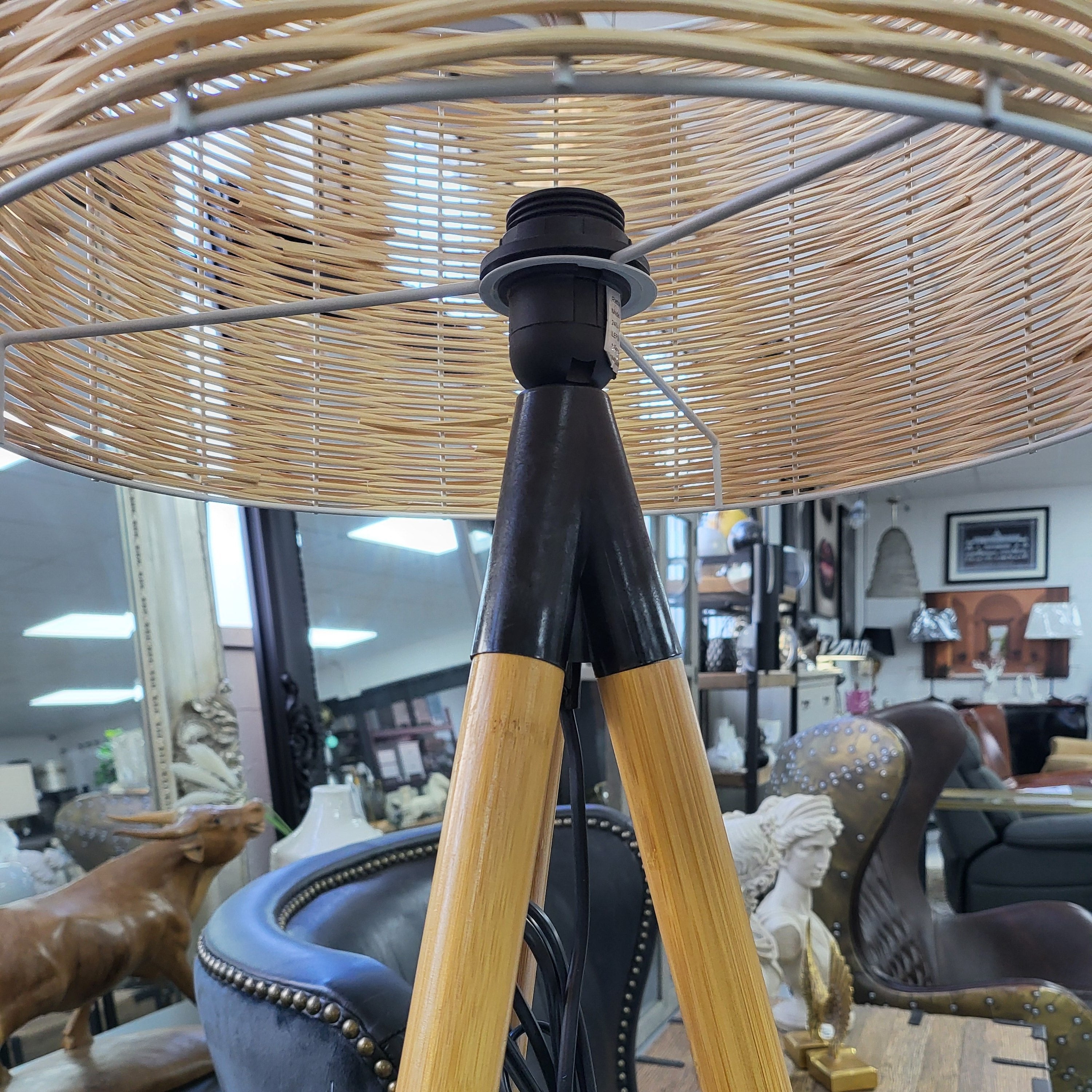 Rattan Floor Lamp on Tripod