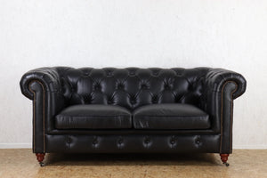 Chesterfield 2 Seat Sofa - Black