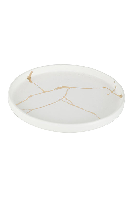 Kintsugi-Look Porcelain Plate Cream