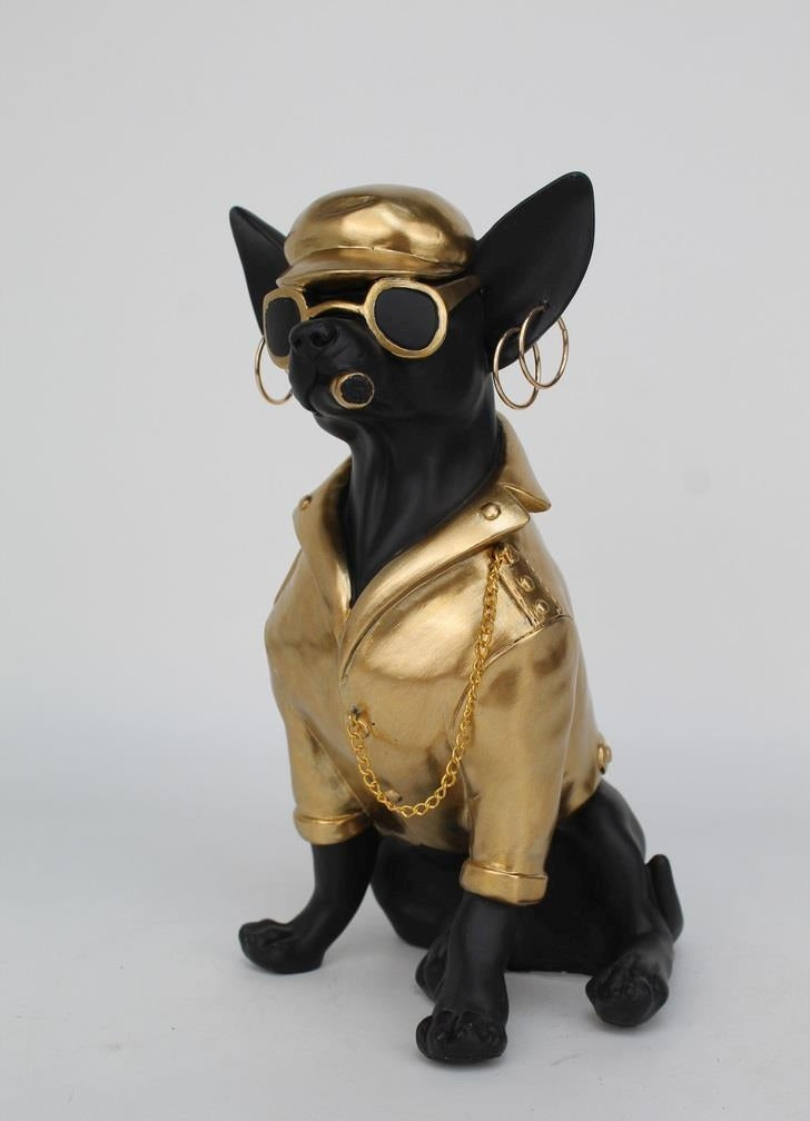 Chihuahua Statue - Gold & Black