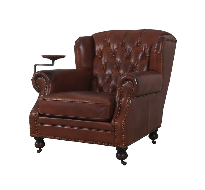 Churchill Armchair with Drink Holder - Vintage Cigar Brown