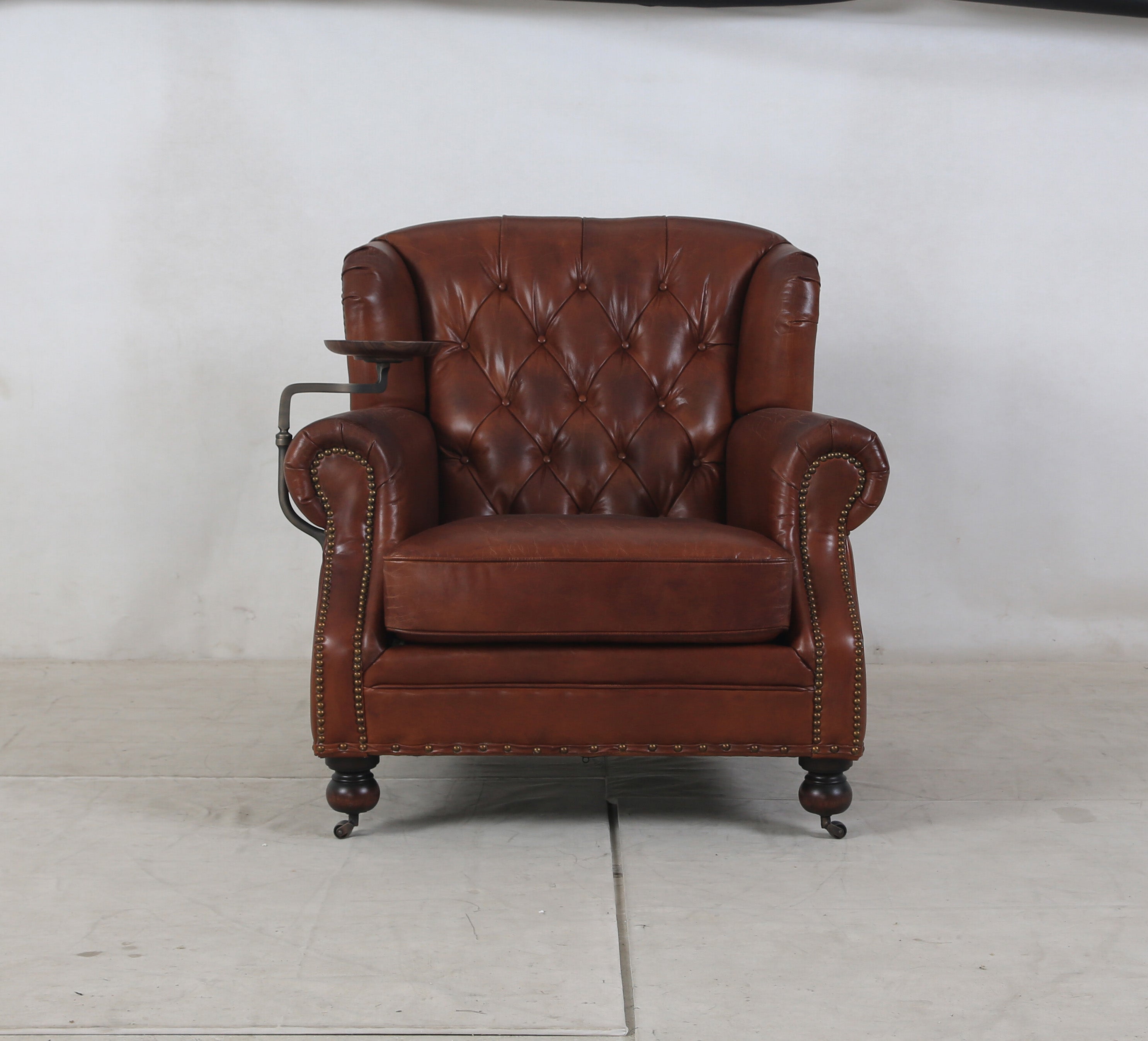 Churchill Armchair with Drink Holder - Vintage Cigar