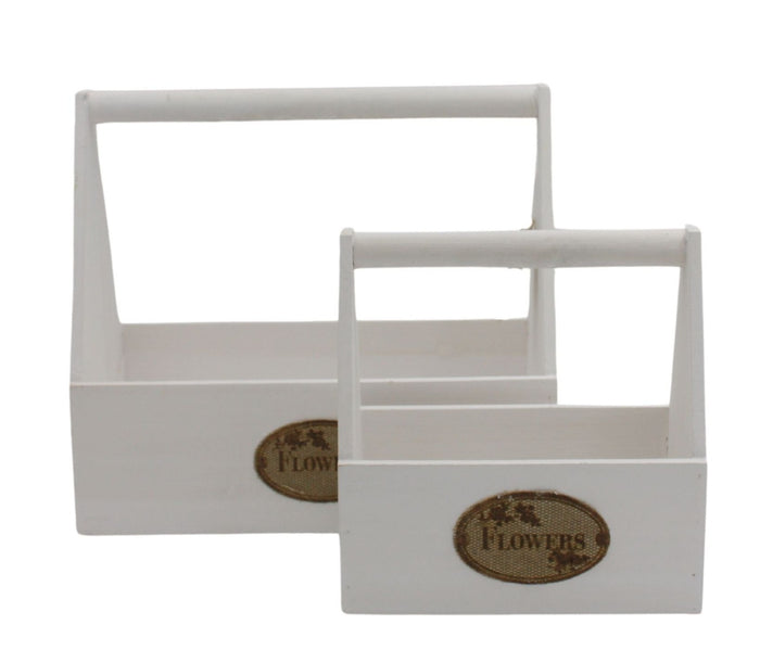 Wooden Flower Boxes with Handles Set/2