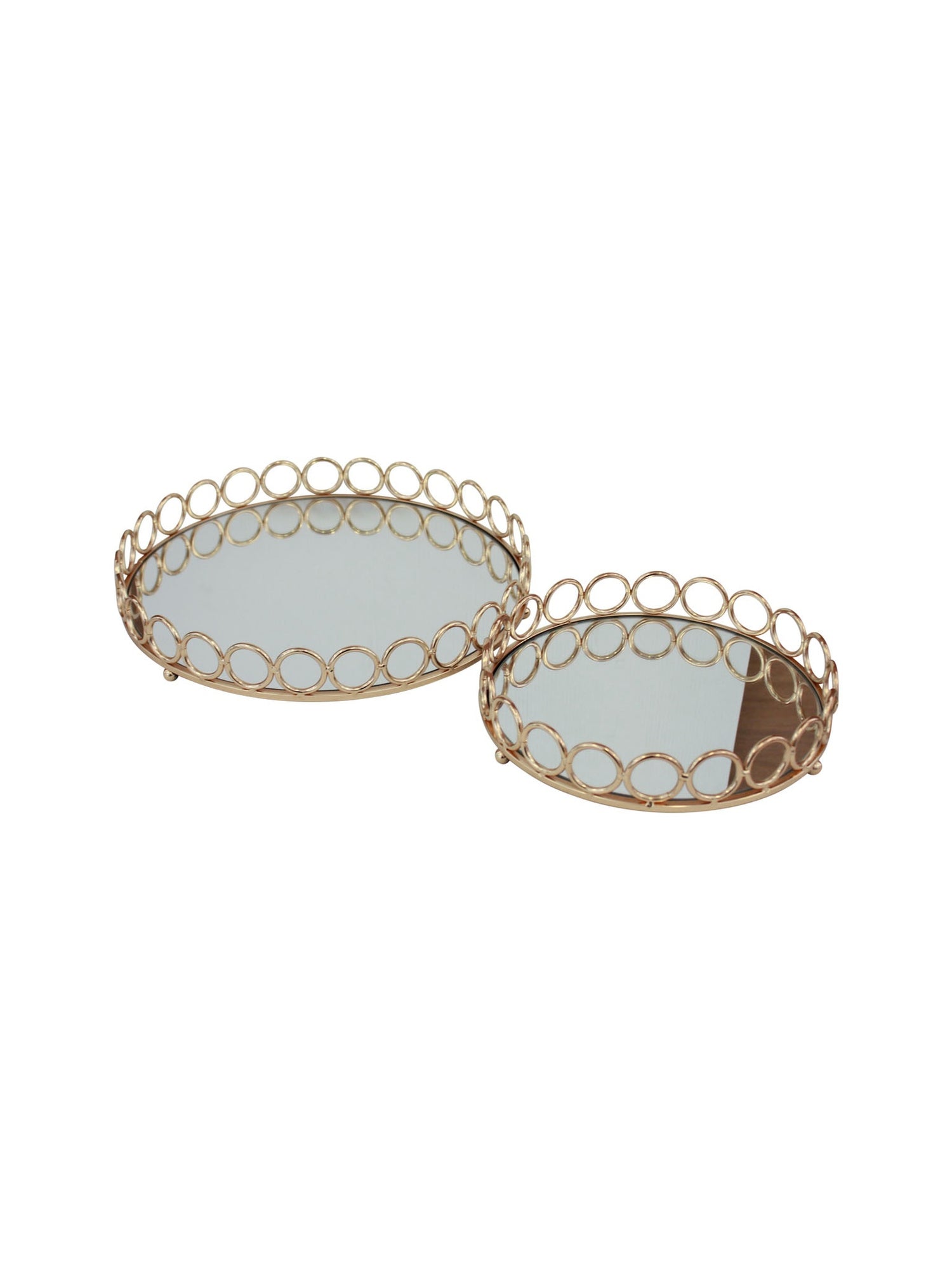 Luxe Decorative Rectangular Tray With Circle Detail - Set OF 2