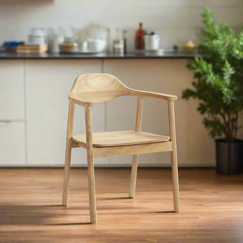 Remy Teak Dining Chair with Arms - Natural