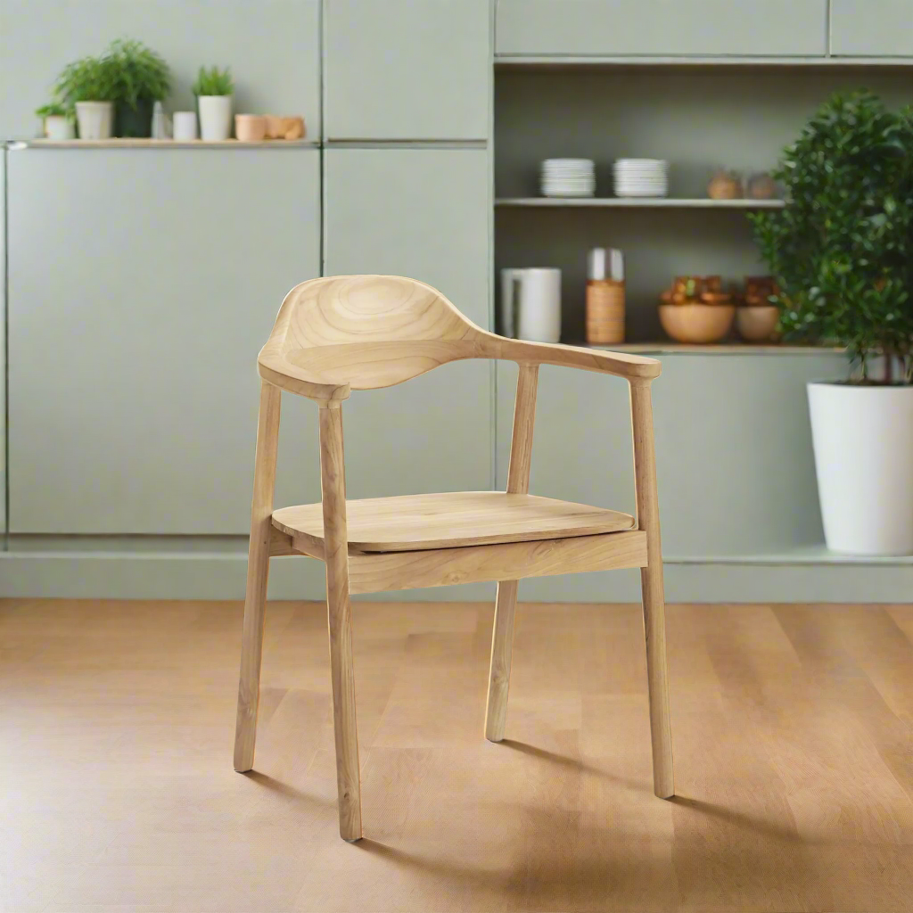 Remy Teak Dining Chair with Arms - Natural