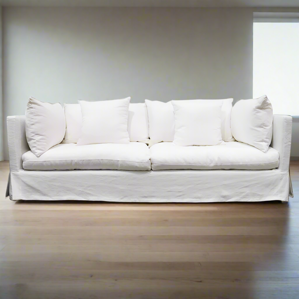 Long Island Slip Cover Sofa - White Linen