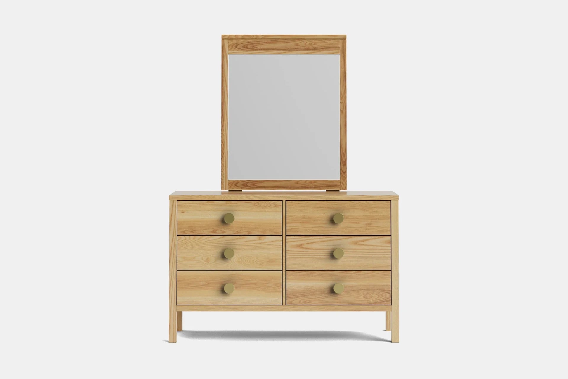 Andes 6 Drawer Dresser & Mirror- Ash