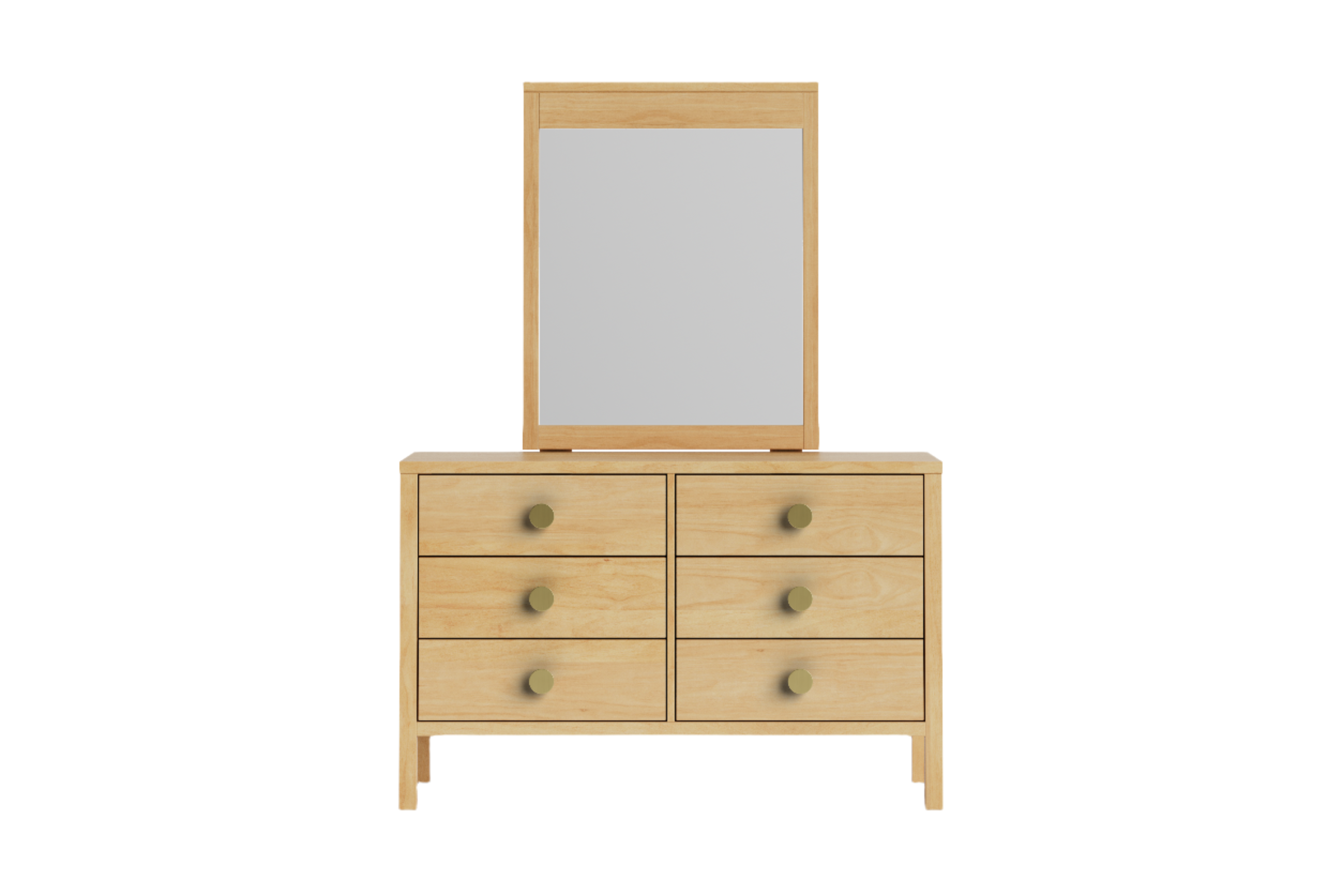 Andes 6 Drawer Dresser & Mirror - Pine