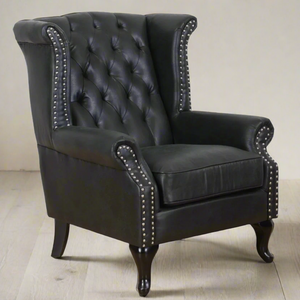 Clinton Large Wingback Chair - Black