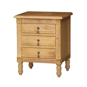 Oak Bedside Table 3 Drawer