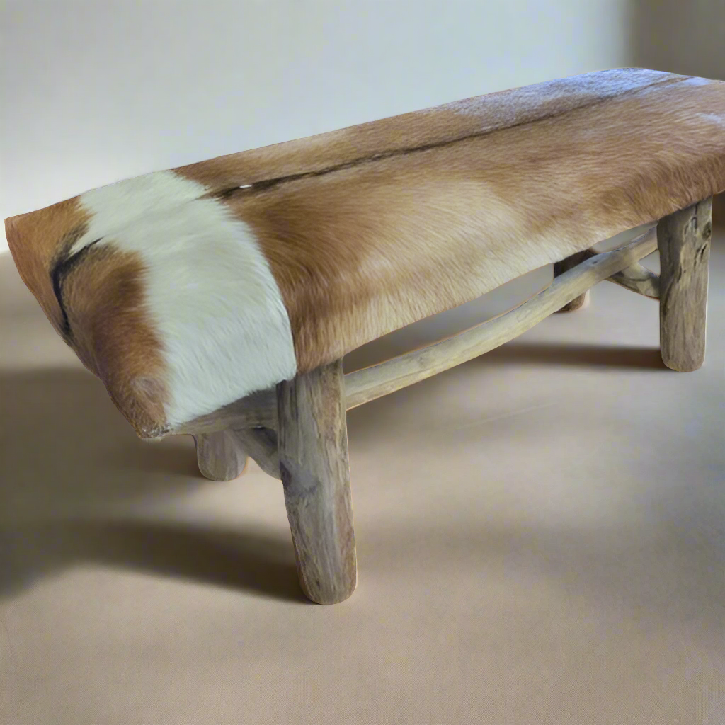 Rustico Leather & Teak Bench