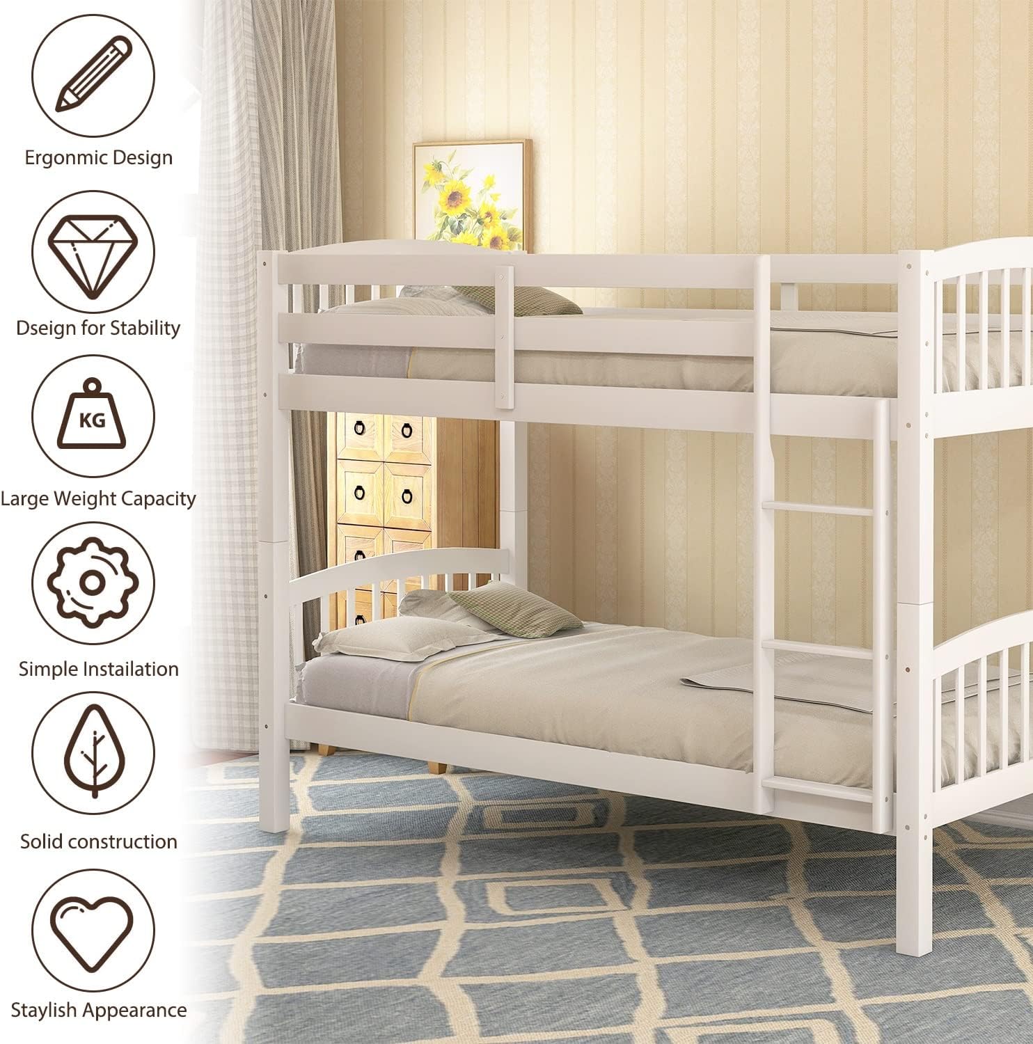 Secoli Bunk Bed with Two Single Mattress