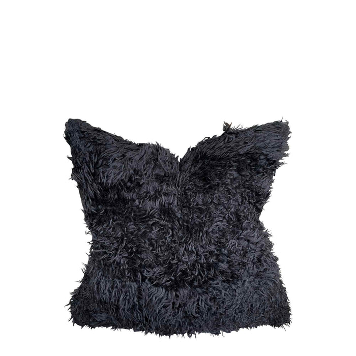 Black Fluffy Wool Cushion Cover 60x60