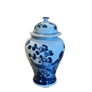 Ginger Jar - Blue & white Birds With Flowers