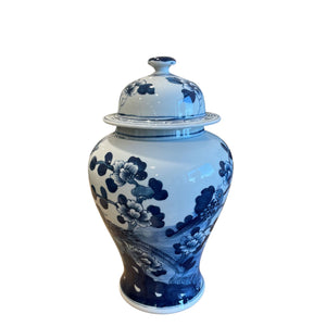 Ginger Jar - Blue & white Birds With Flowers