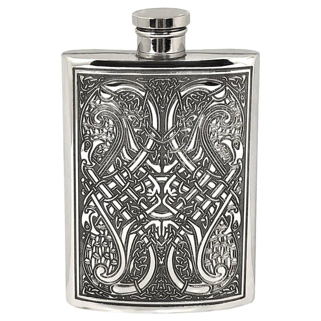 6oz Pewter Hip Flask with Celtic Knot Design