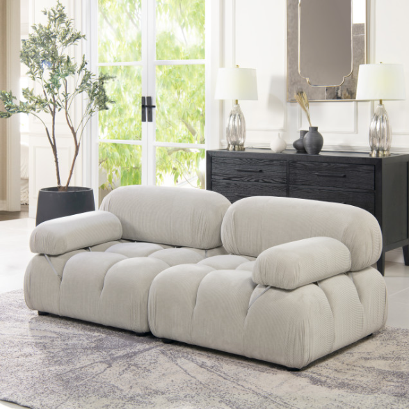 Marcel Corduroy 2 Seater Modular Sofa - Grey