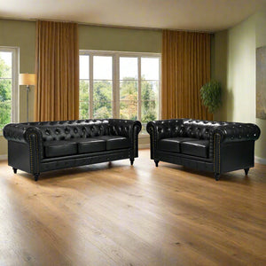 Arthur Chesterfield Sofa Set - 3+2 - Black