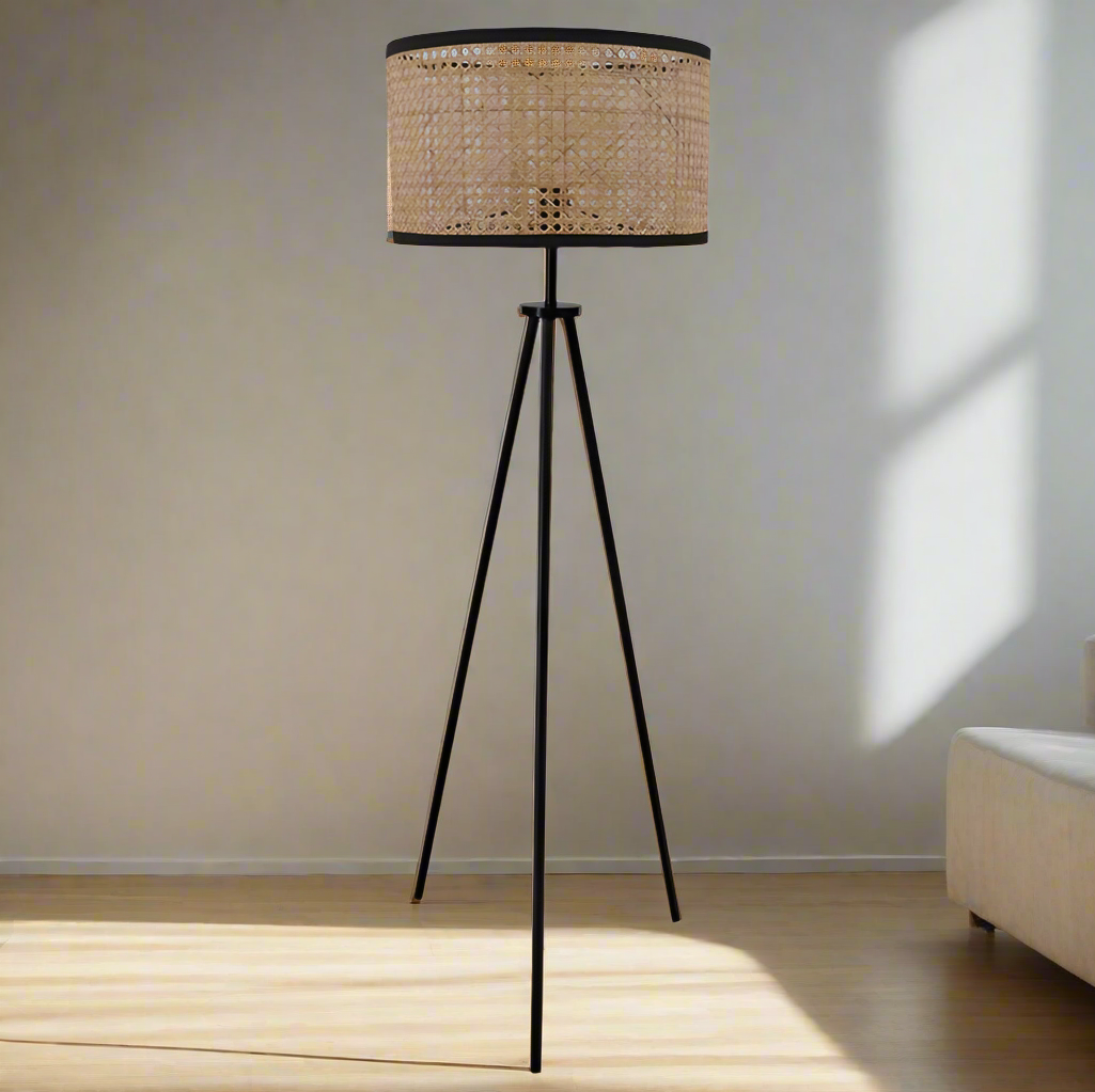 Hemp Floor Lamp on Tripod