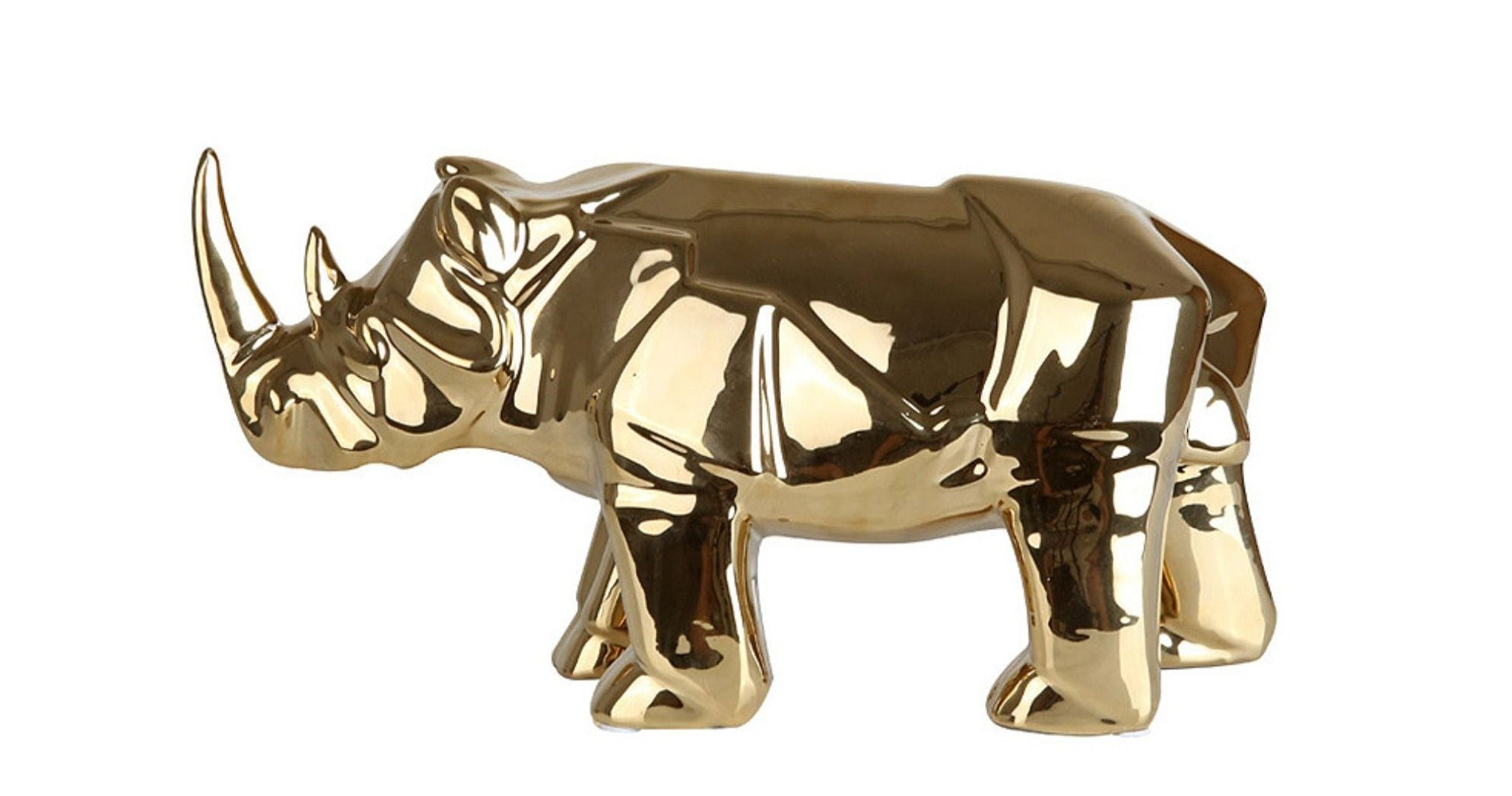 Golden Rhino Figurine