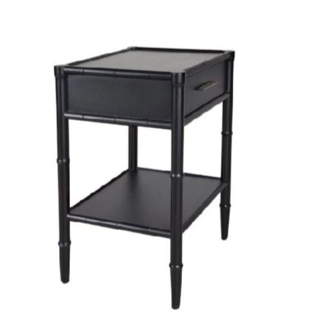 Bamboo Detail 1 Drawer Bedside Table - Black