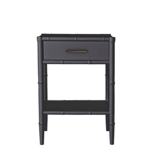 Bamboo Detail 1 Drawer Bedside Table - Black