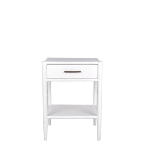 Bamboo Detail 1 Drawer Bedside Table - White