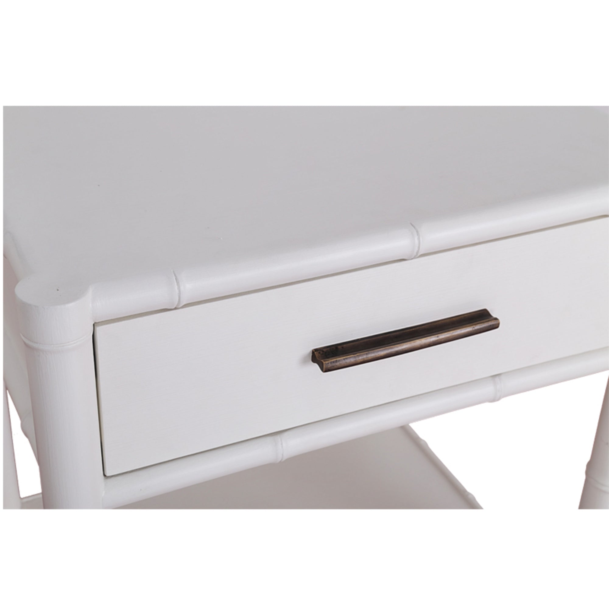 Bamboo Detail 1 Drawer Bedside Table - White