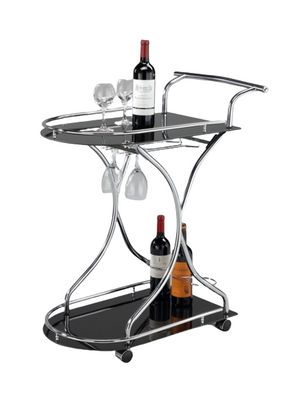 Rolling Bar Cart with Stemware Rack