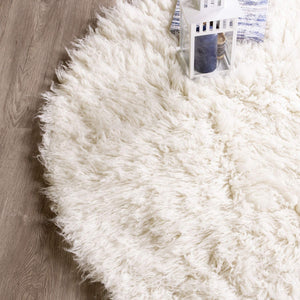 Flokati Pure Wool Round Rug - 200x200cm