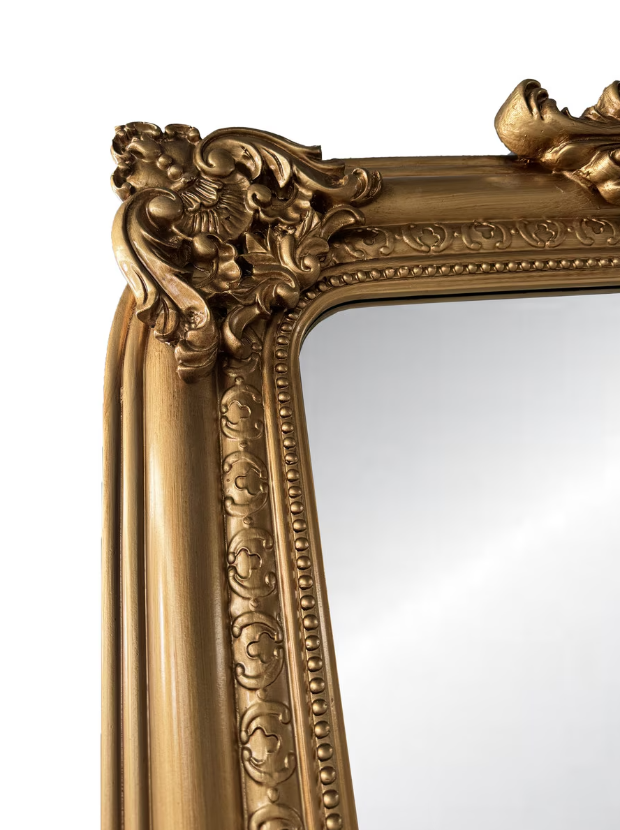 Elizabeth Ornate Beveled Floor Mirror - Antique Gold