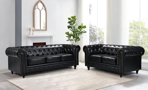 Arthur Chesterfield Sofa Set - 3+2 - Black