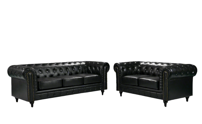 Arthur Chesterfield Sofa Set - 3+2 - Black