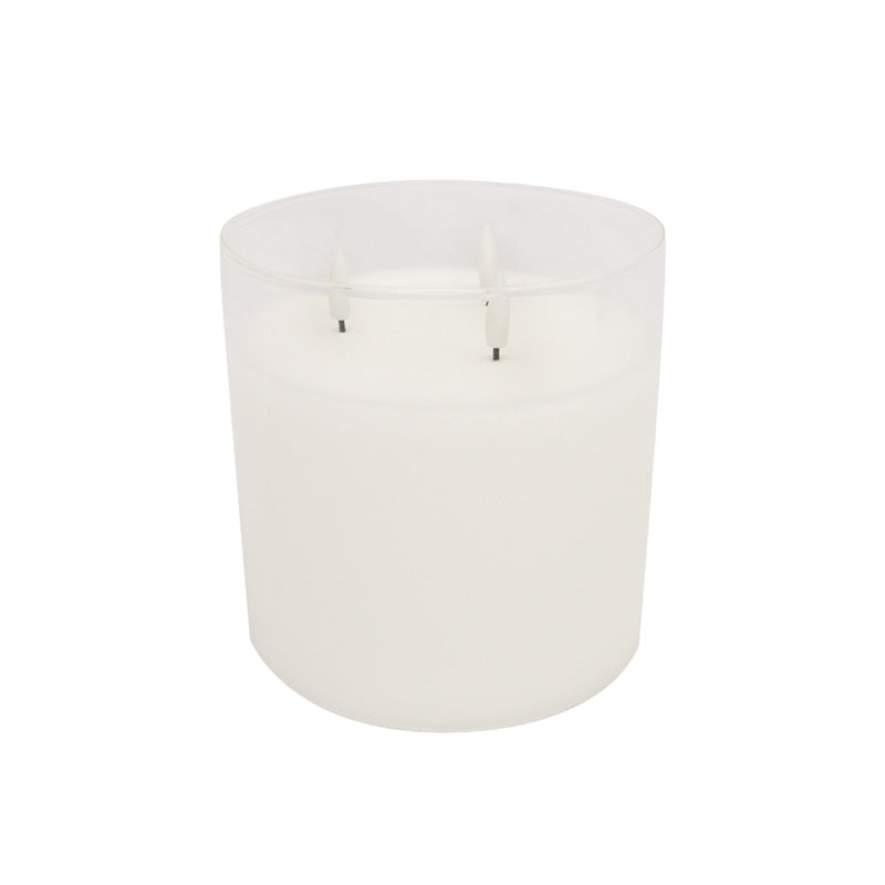 LED Glass Tri-wick Candle 15x15cm w/remote