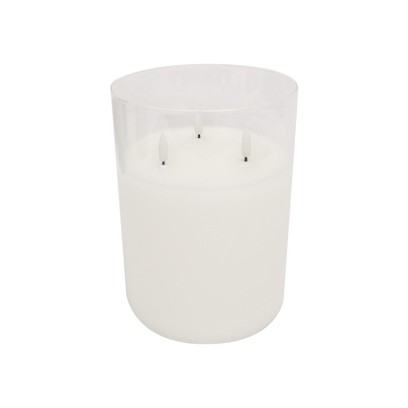 LED Glass Tri-wick Candle 15x20cm w/remote