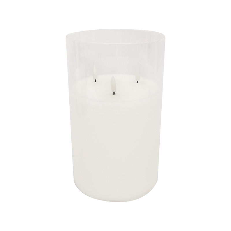 LED Glass Tri-wick Candle 15x25cm w/remote