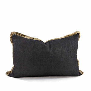 Jute Flange Cushion Cover - Black & Natural