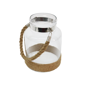 Glass Lantern with Rope Hurricane