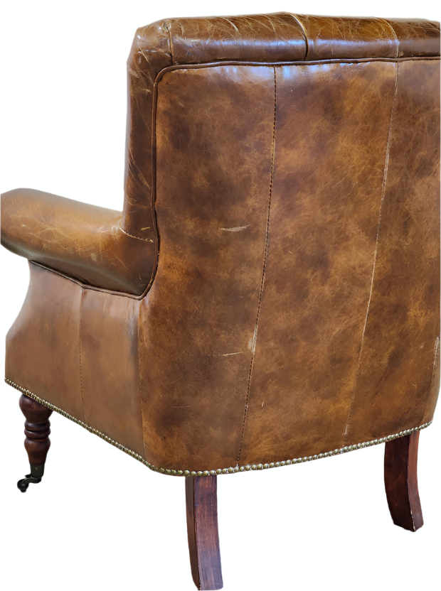 Harrington Buttoned Leather Armchair - Vintage Cigar