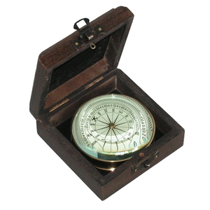 Brass Dome Compass with Wooden Box