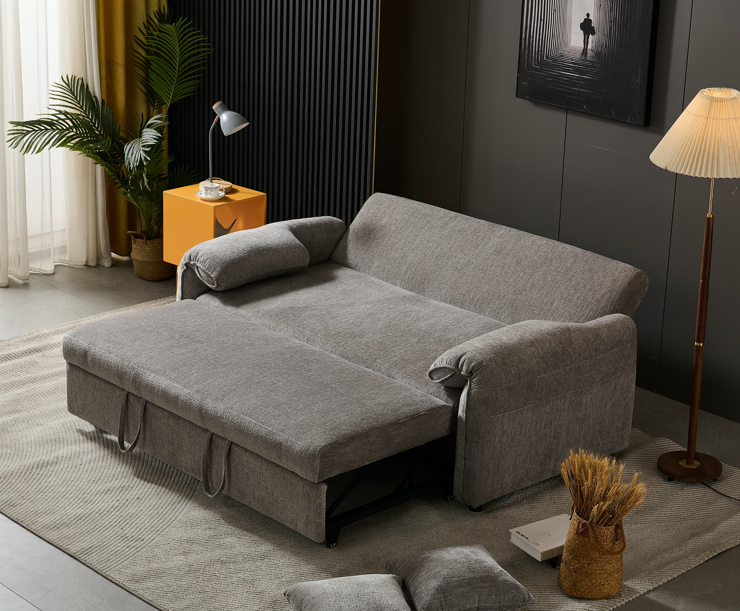 Shelby 2 Seater Roll Out Sofa bed - Silver